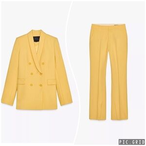 Zara ZW straight fit shawl collar blazer and flare pants with side vents
